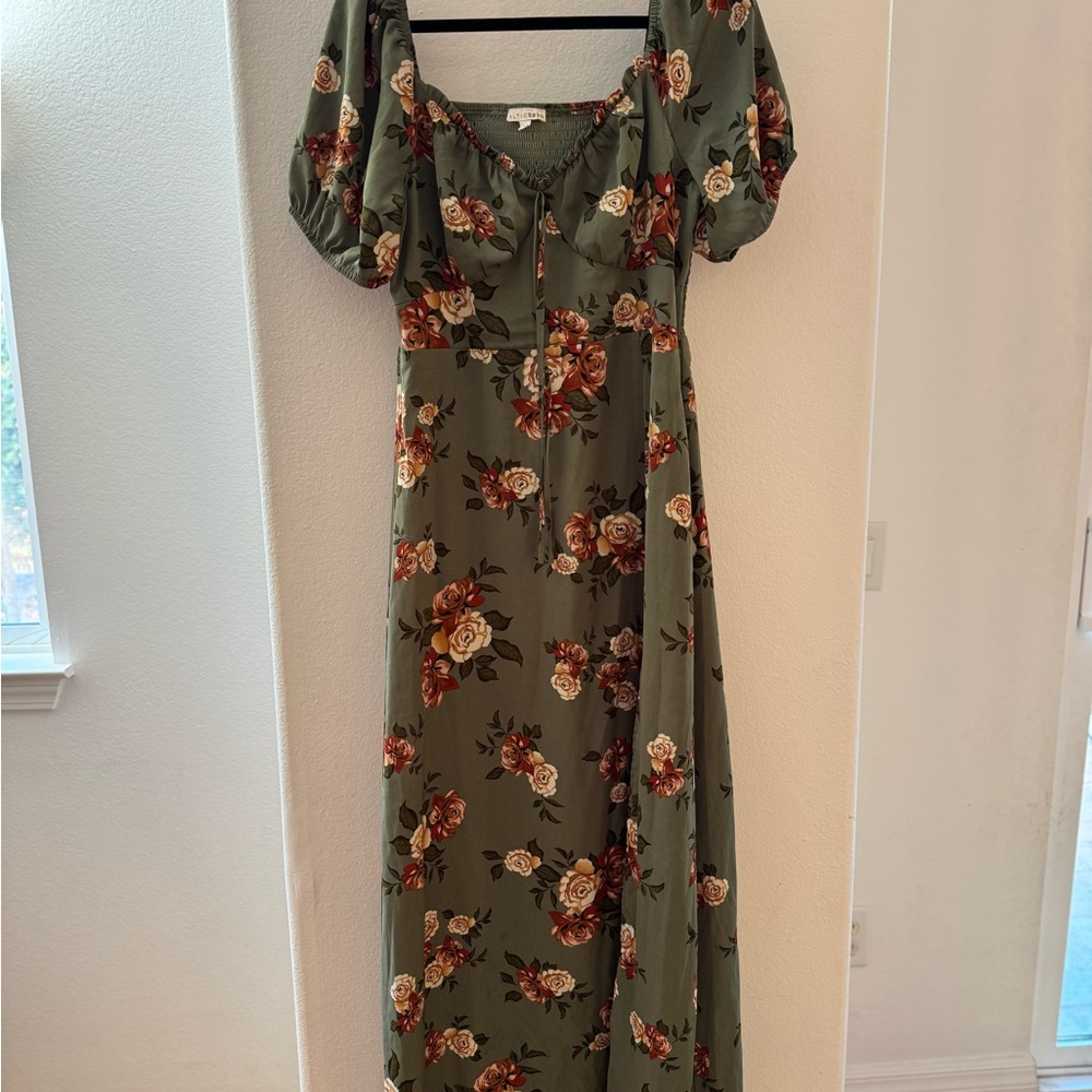Floral Green Maxi Dress